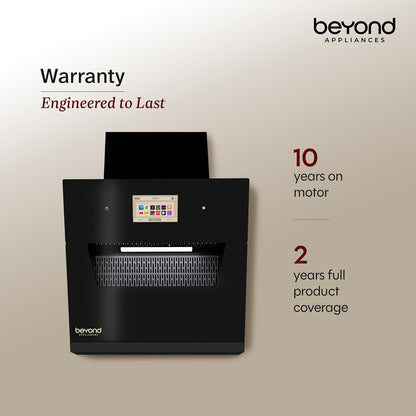 Beyond Appliances Eris BLDC Kitchen Chimney | 1800 CMH Suction | Auto Clean | Filterless | Smart Touchscreen
