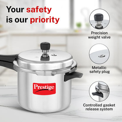 Prestige Popular Aluminium Pressure Cooker | 5 Litre | Light Weight |