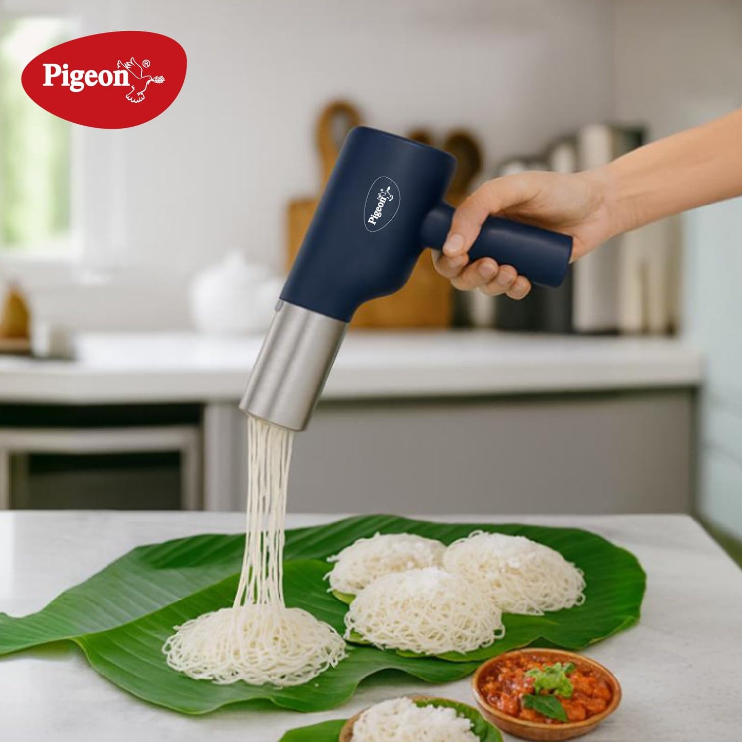 Pigeon Electric Rechargeable Idiyappam and Noodle Maker | Pasta Machine | 7 Molds |