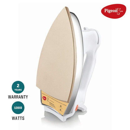 Pigeon Gale Heavy Weight Dry Iron | 1000 Watts | Wrinkle Free | White and Gold |