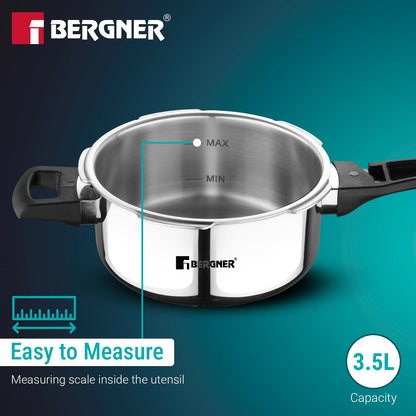 Bergner Argent Elements Triply Stainless Steel | 3.5 L | Outer Lid Pressure Pan |