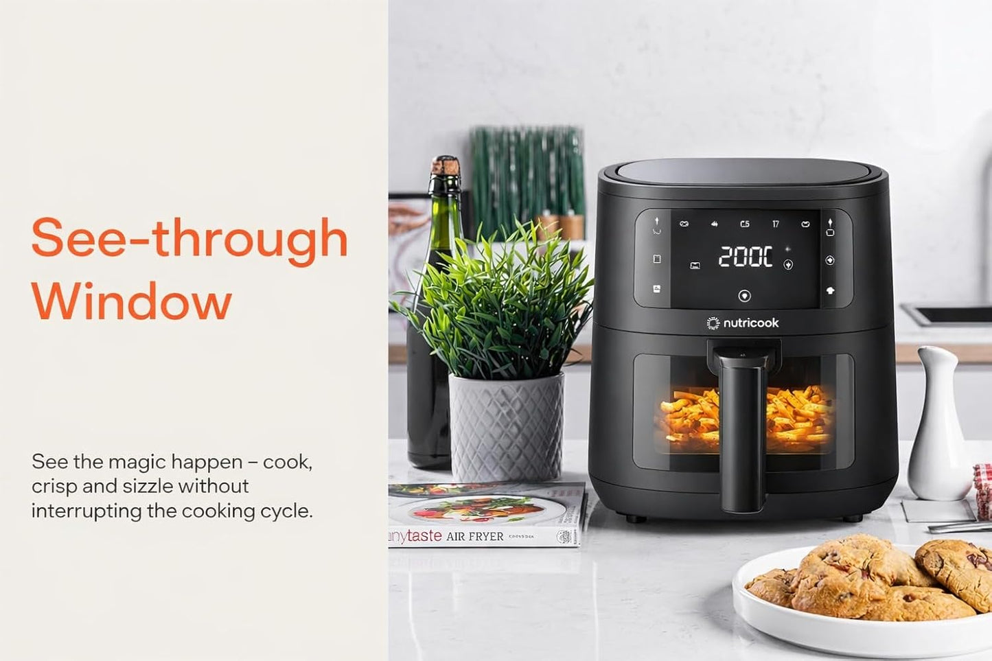 Nutricook Vision AIr Fryer | 4.5 L | 6 Cooking Programs | 1300W | 2 Years Warranty | Black |