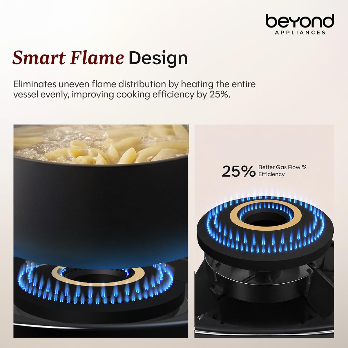Beyond Appliances Quantum Manual Ignition Gas Saver Stove | 5-Star Energy Rated | LPG & PNG Compatible with 10-Year Warranty |