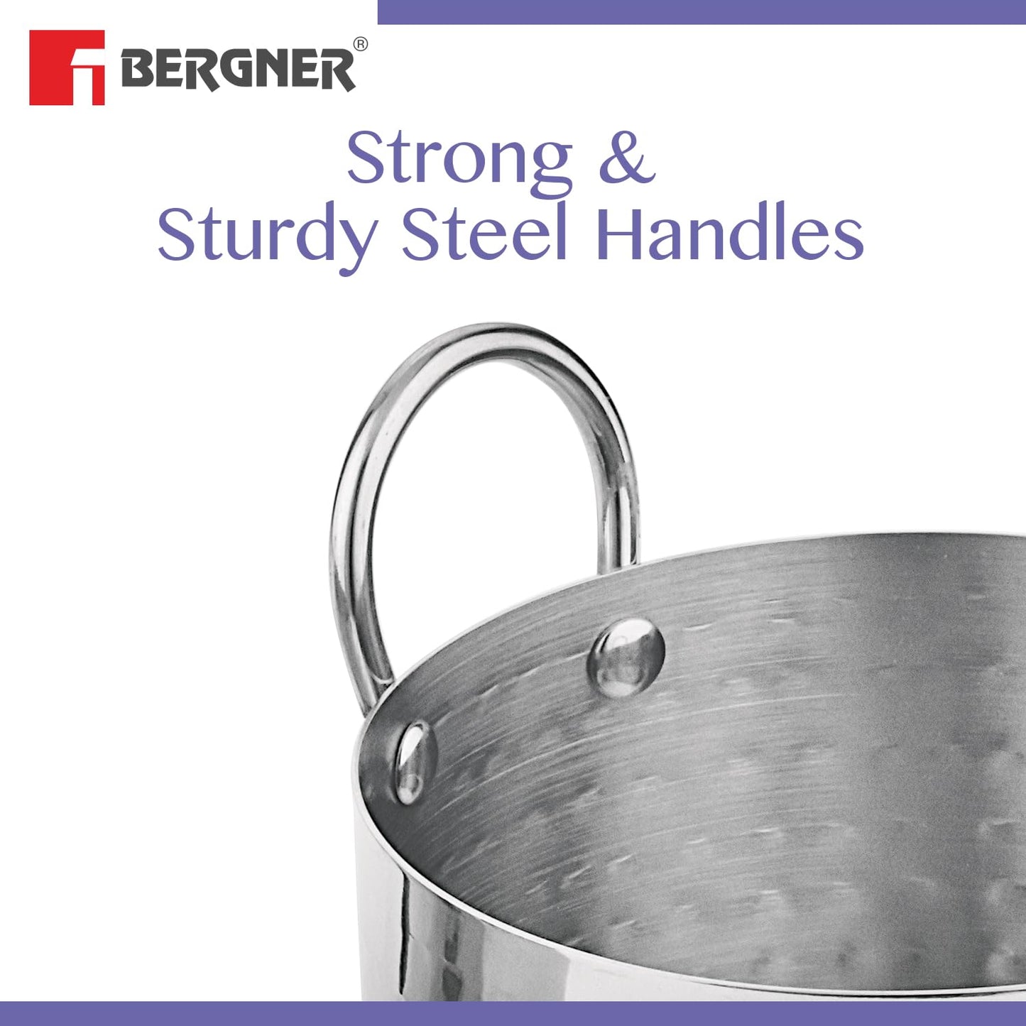 Bergner BE Bergner Essentials Stainless Steel Mini Hammered | 3 Pcs Serving Set | 5 Year Warranty |