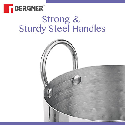 Bergner BE Bergner Essentials Stainless Steel Mini Hammered | 3 Pcs Serving Set | 5 Year Warranty |