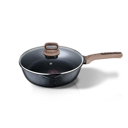 Bergner Ultimate Non-Stick Deep Frypan with Glass Lid | 1.8Litre | Heatdot Technology & Induction Base | Grey |