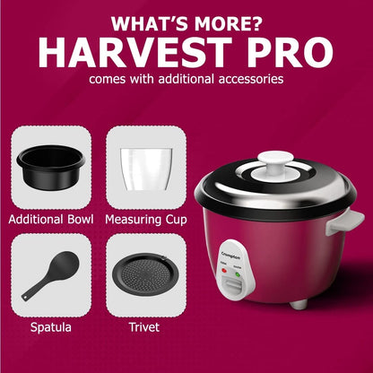 Crompton Harvest Pro Food Grade Non-stick Rice Cooker | 1.8L | - Infinia Home and Kitchen