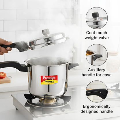Prestige Deluxe Alpha Stainless Steel Pressure Cooker | 3.5 Litre | Outer Lid |