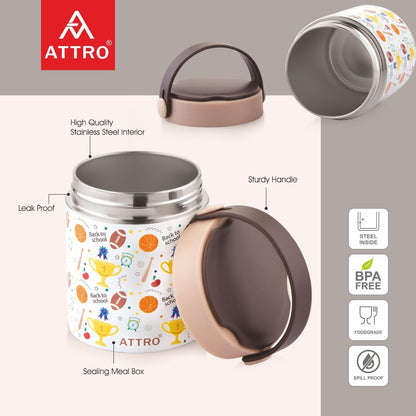 ATTRO Happy Go Vacuum Insulated Stainless Steel Soup Jar | 500ml |