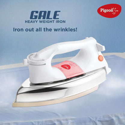 Pigeon Gale Heavy Weight Dry Iron | 1000 Watts | Wrinkle Free | White and Gold |