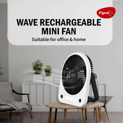 Pigeon Wave Portable Mini Fan | Rechargeable Battery | 180° Rotation | USB Charging | LED Lightning |