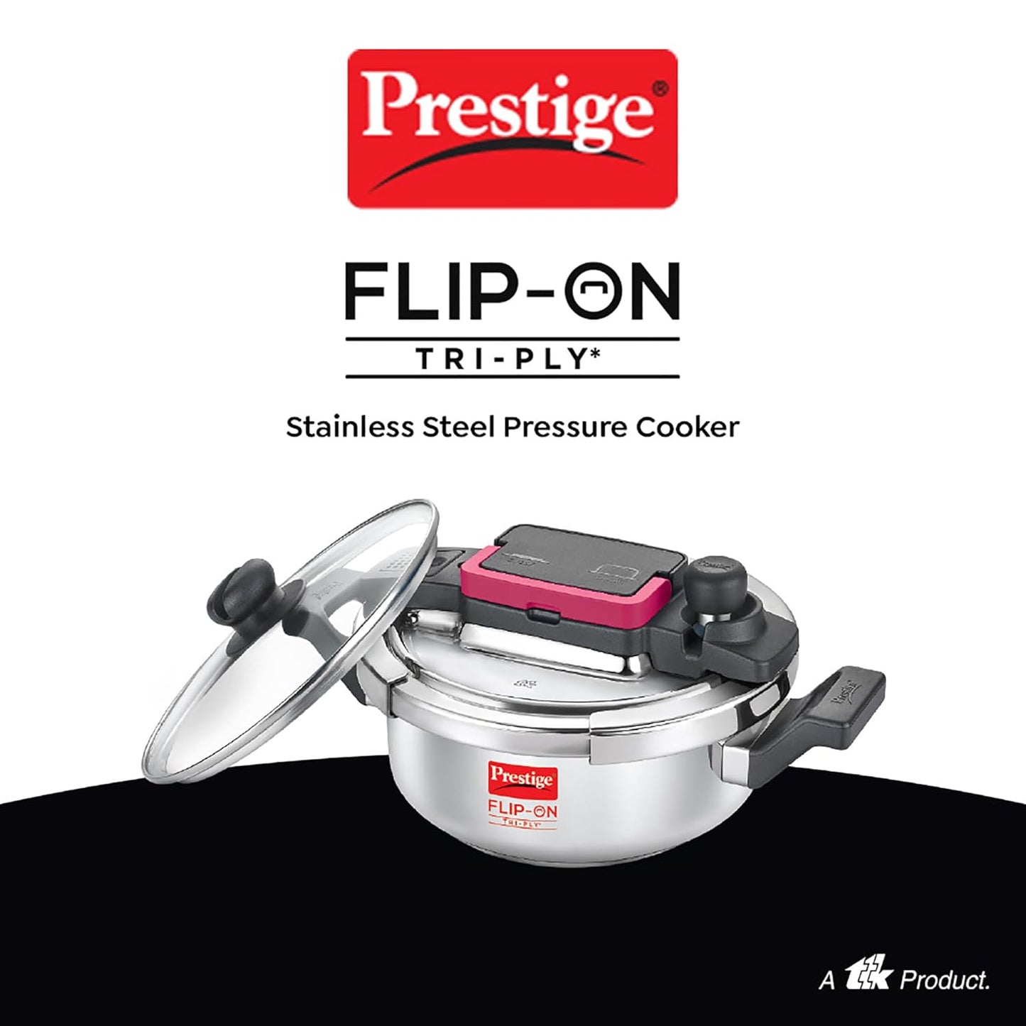 Prestige Flip Triply Pressure Cooker | Glass Lid | Deep Lid | 3 Litre |