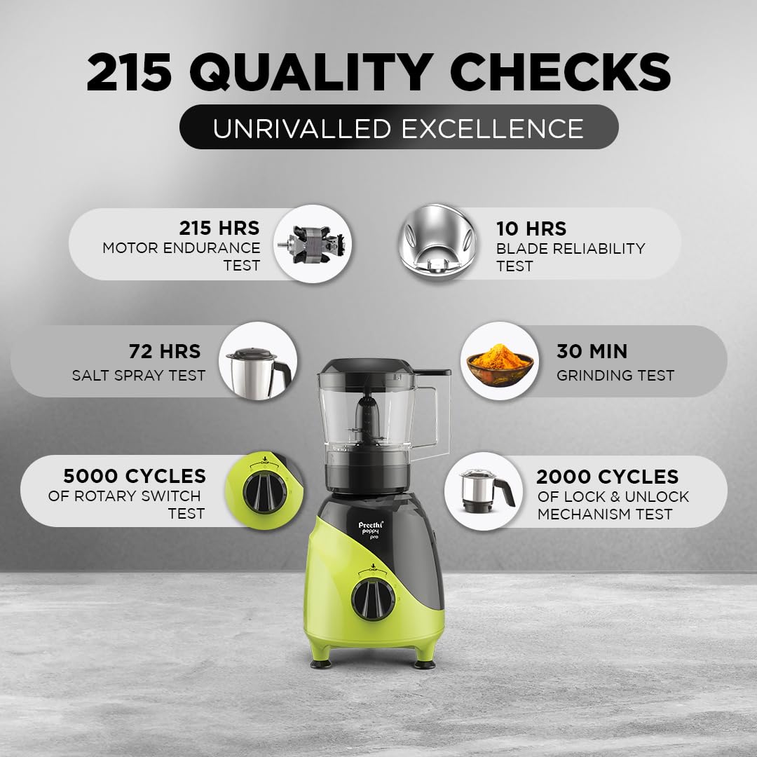 Preethi Peppy Pro | 4Jar | 750W | Green/Black - Infinia Home and Kitchen