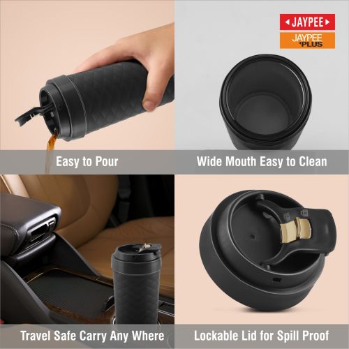 JAYPEE Luxip Sipper Pu Insulated Inner Stainless Steel  | 385ml | Black |