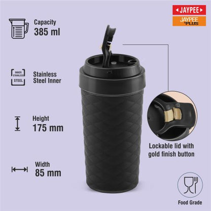 JAYPEE Luxip Sipper Pu Insulated Inner Stainless Steel  | 385ml | Black |
