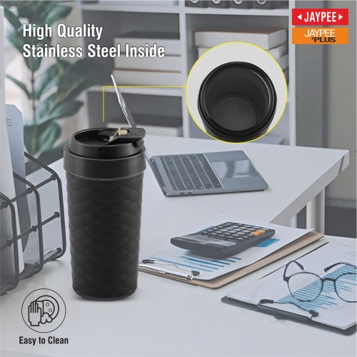 JAYPEE Luxip Sipper Pu Insulated Inner Stainless Steel  | 385ml | Black |