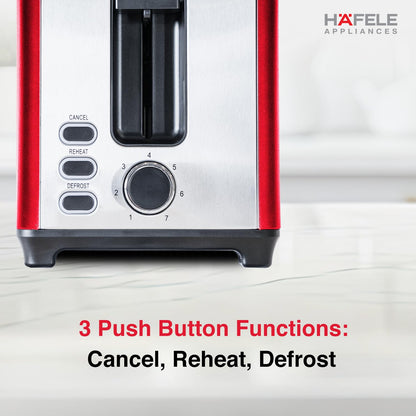 Hafele Amber | 2 Slice | Pop Up  | Electric Toaster | Red