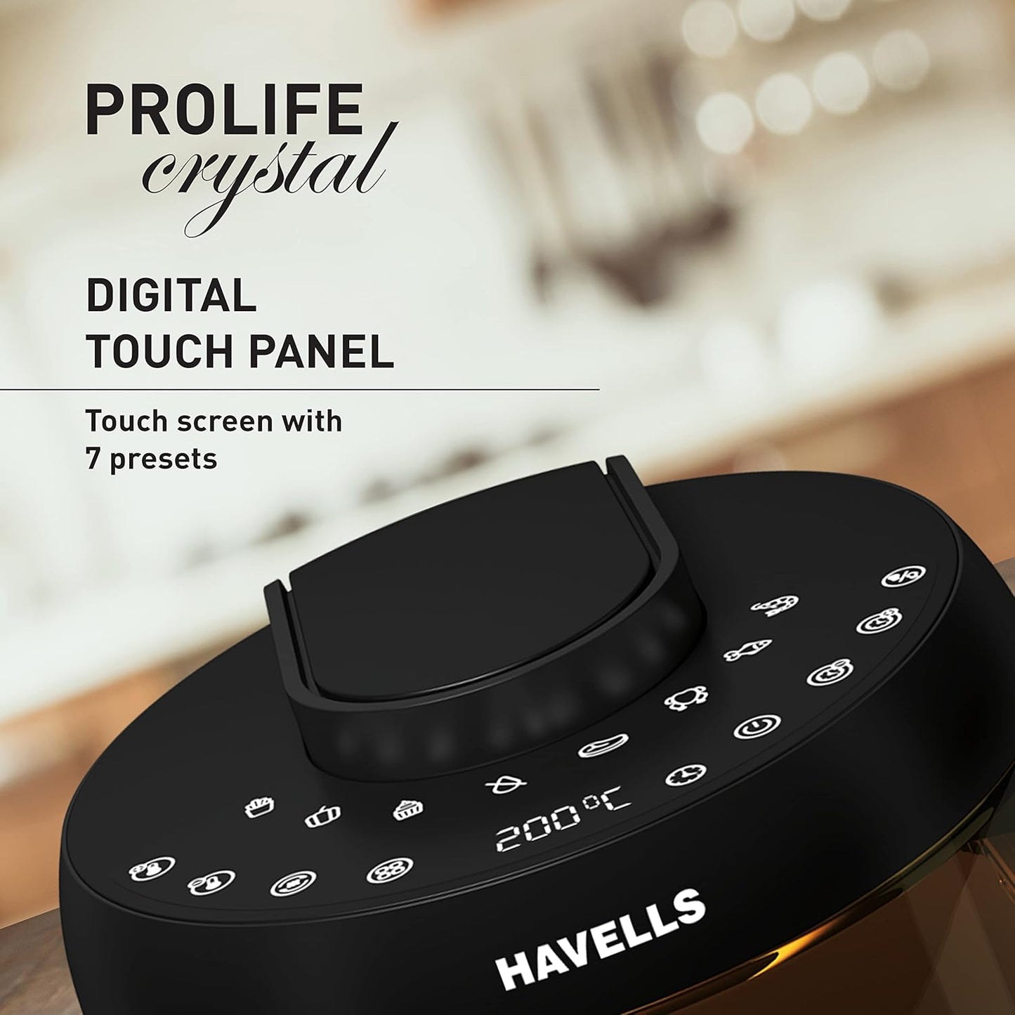 Havells Prolife Crystal | Air Fryer | 5.5L | 1500W | 8 Presets |