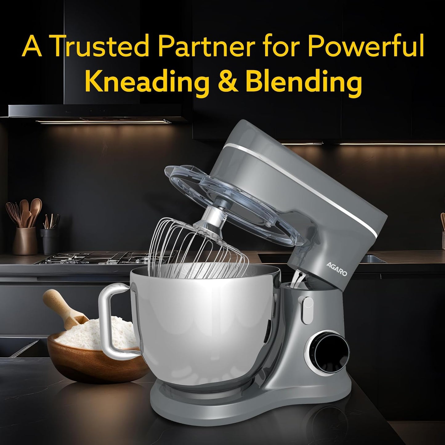 Agaro Elegant Stand Mixer | 5.5L | 1000W | 10 Speeds | Dark Grey |