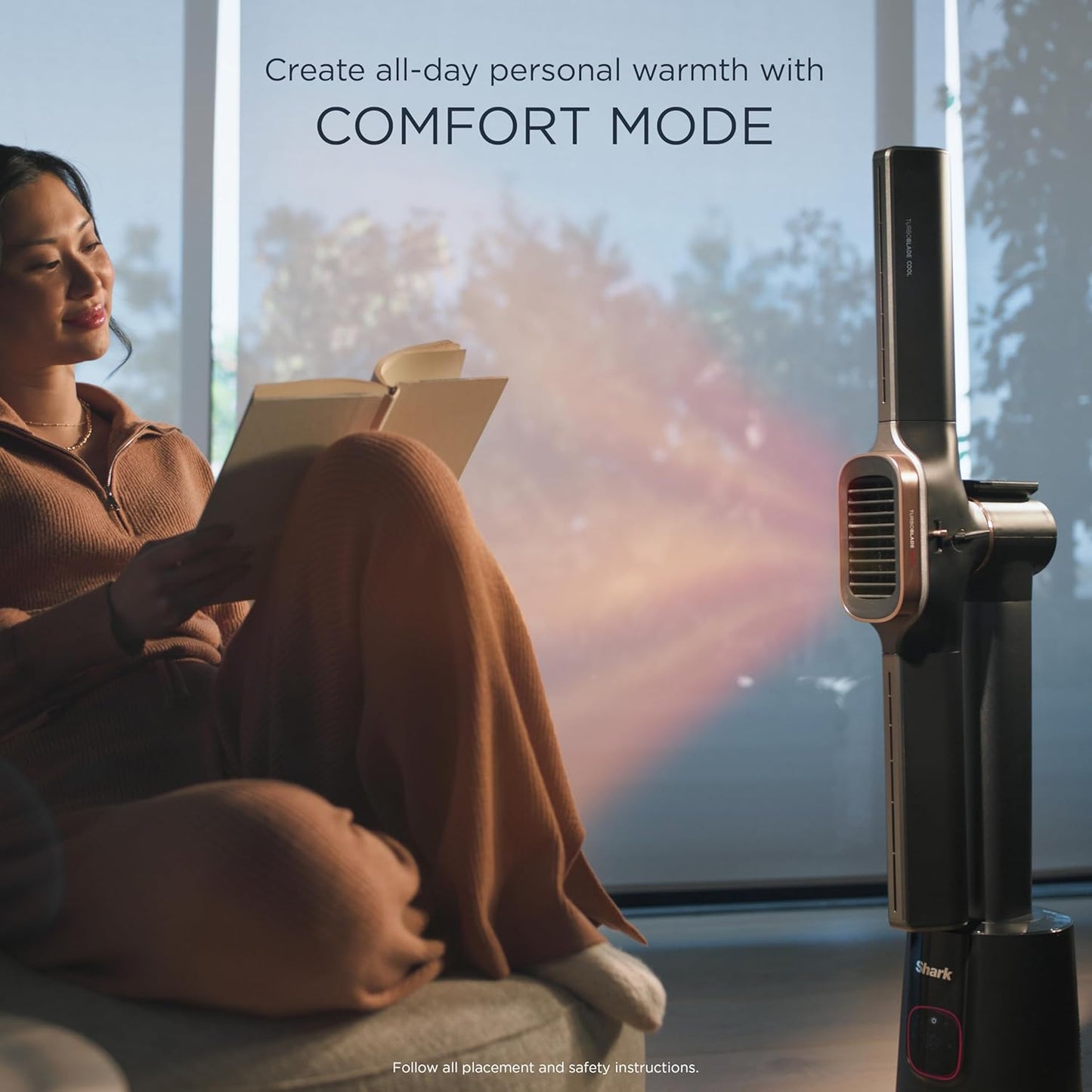 Shark TurboBlade Cool + Heat 2-in-1 Bladeless Tower Fan | Powerful Cooling |