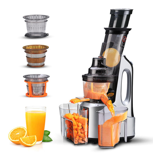 Agaro Imperial All-in-1 Slow Juicer | 240W | Grey & Black | 2 Jars & 3 Strainers |