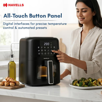Havells Prolife Vista Digital | Air Fryer 4.2 Ltr | 1350 Watts | See Through Window |