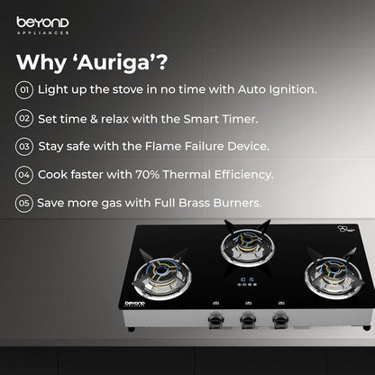Beyond Appliances Auriga 3-Burner  Auto Ignition | Digital Timer |