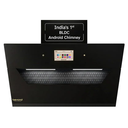 Beyond Appliances Eris BLDC Kitchen Chimney | 1800 CMH Suction | Auto Clean | Filterless | Smart Touchscreen