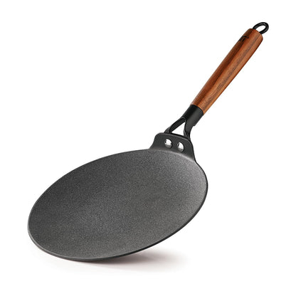 Bergner Odin Cast Iron roti Tawa with Wooden Coated Handle  | 22 cm | Lightweight |