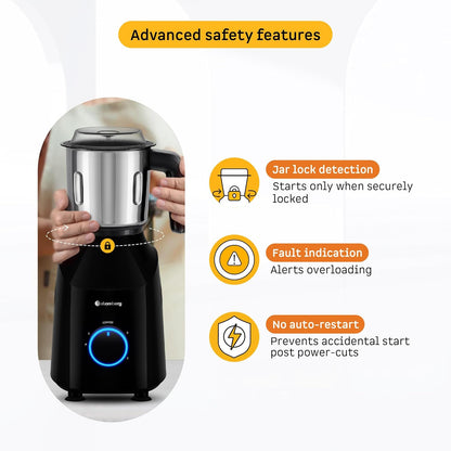 Atomberg Yulia Mixer Grinder | 750 W | 4 Multipurpose Jars including Chopper Jar | Advanced Safety Features |