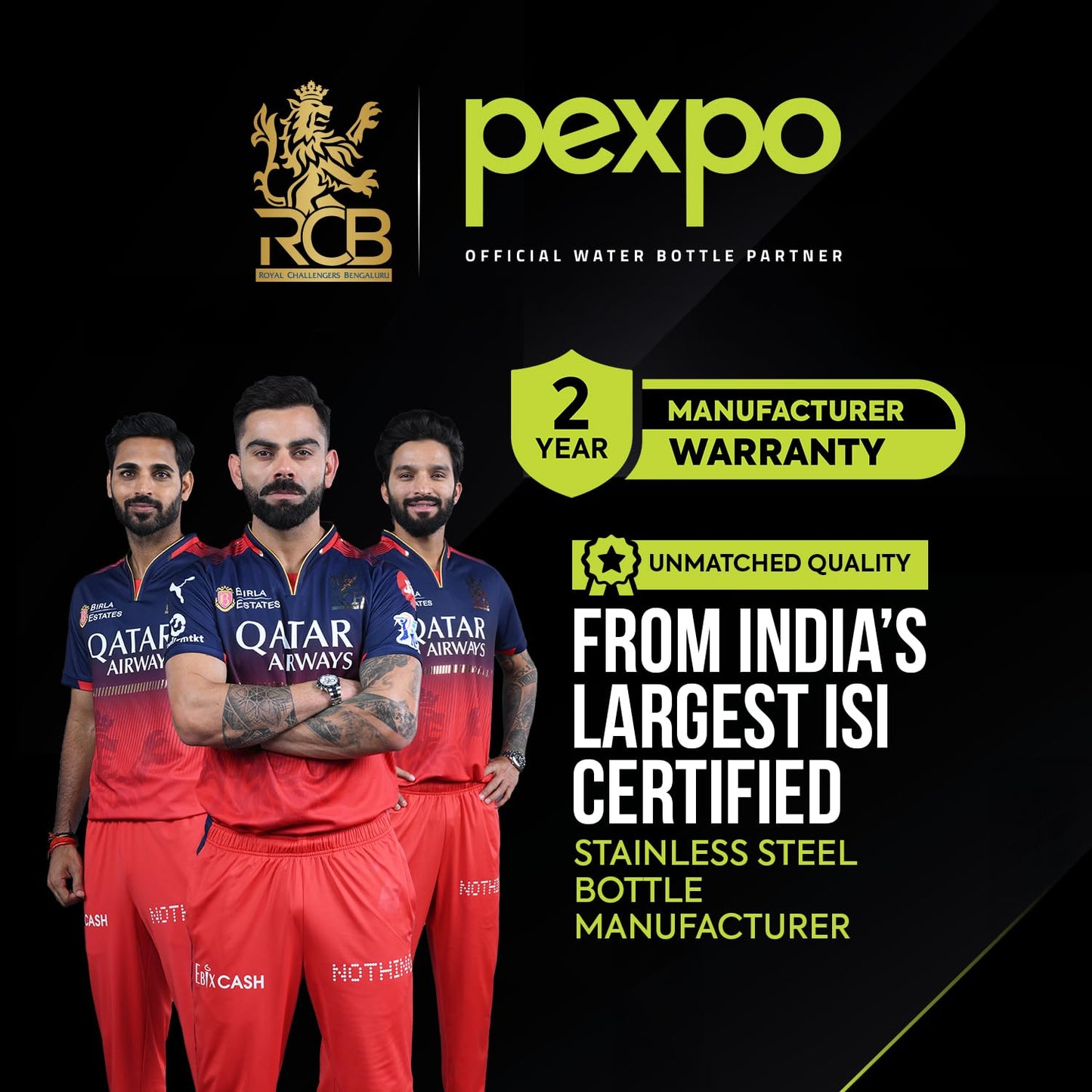 Pexpo Thermos Flask Water Bottle | 1000 ml | Military Green |