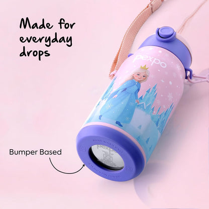 Pexpo Poggo Stainless Steel Water Bottle | 450ml | Pink Frozen Doll |