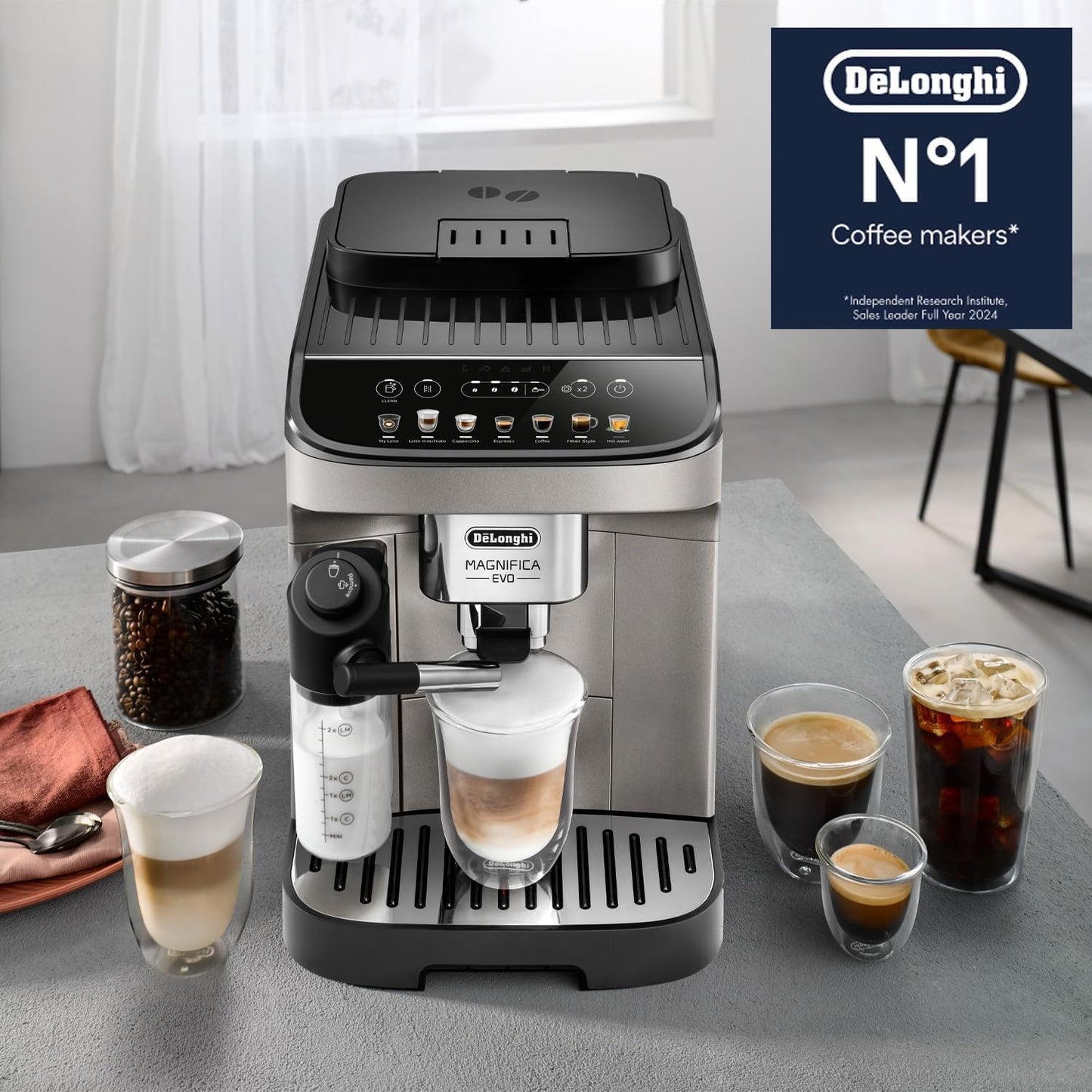 Delonghi Magnifica Evo Fully Automatic Coffee Machine | 12+ Hot & Cold Coffee Options |