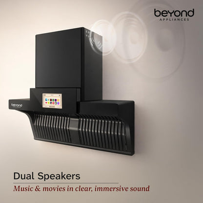 Beyond Orion Auto Clean Kitchen Chimney | 1600 CMH Suction | Filterless | Smart Touchscreen Display & Speaker |