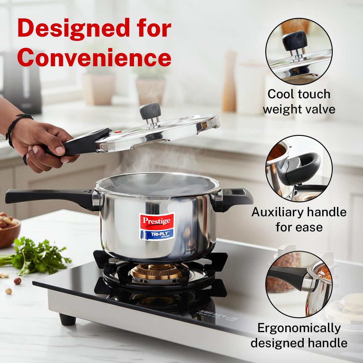 Prestige Triply Svach Pressure Cooker | 3 Litre | ISI Certified | 5 Years Warranty |