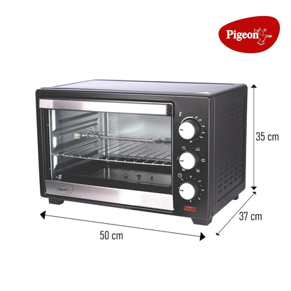 Pigeon 25 Litres OTG With Rotisserie For Grilling And Baking | 1400 Watts | Black |