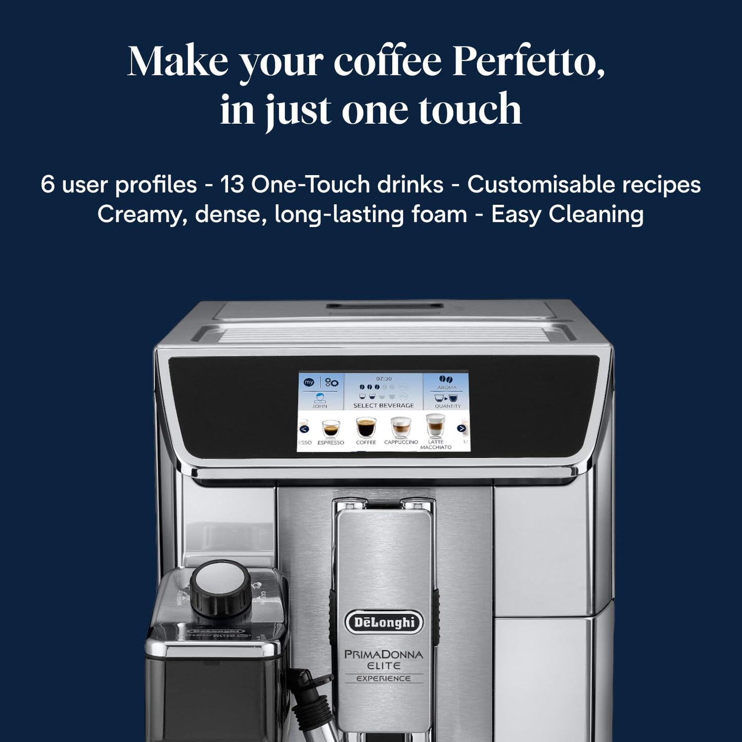 Delonghi Prima Donna Elite Coffee Machine | 50+ Hot & Cold Bevarage Options |