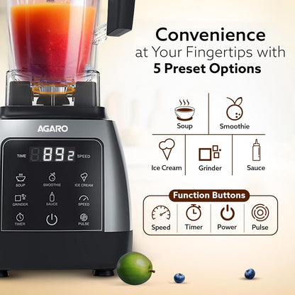 Agaro Royal Professional Blender | 5 Preset Function | 2000W | 9 Speed | Black |