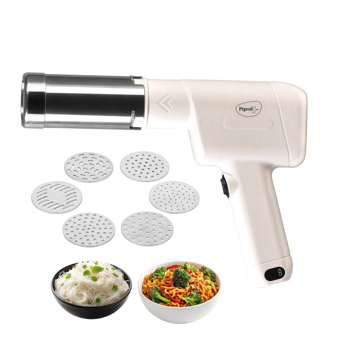 Pigeon Instamami Automatic Noodle Maker | 6 Moulds | Idiyappam & Pasta Maker | Portable |
