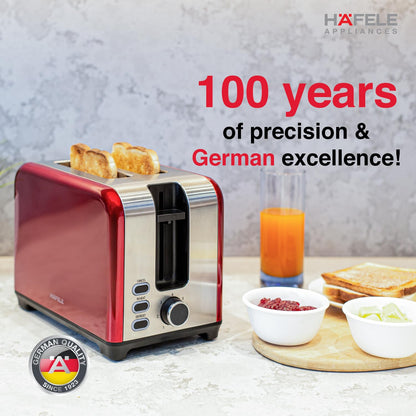 Hafele Amber | 2 Slice | Pop Up  | Electric Toaster | Red