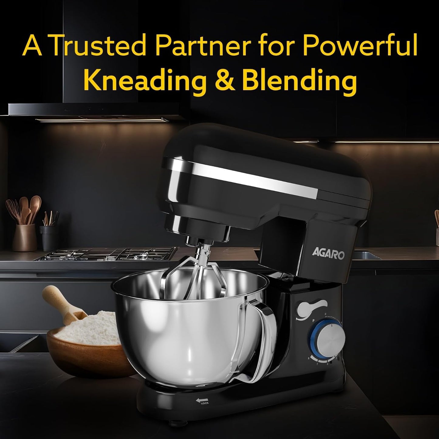 Agaro Royal Stand Mixer | 5 L | 1000W | 8 Speeds | Black |