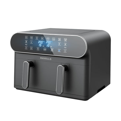 Havells Air Fryer Prolife Delicia 1700 W | Dual Basket Air Fryer | 10.5L Pan | 8 Auto Preset Menu | Digital Touch Control ||