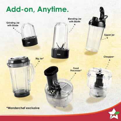 Wonderchef Nutri blend, Juicer, Mixer Grinder, Blender, Chopper | 400 Watt | Champagne | - Infinia Home and Kitchen