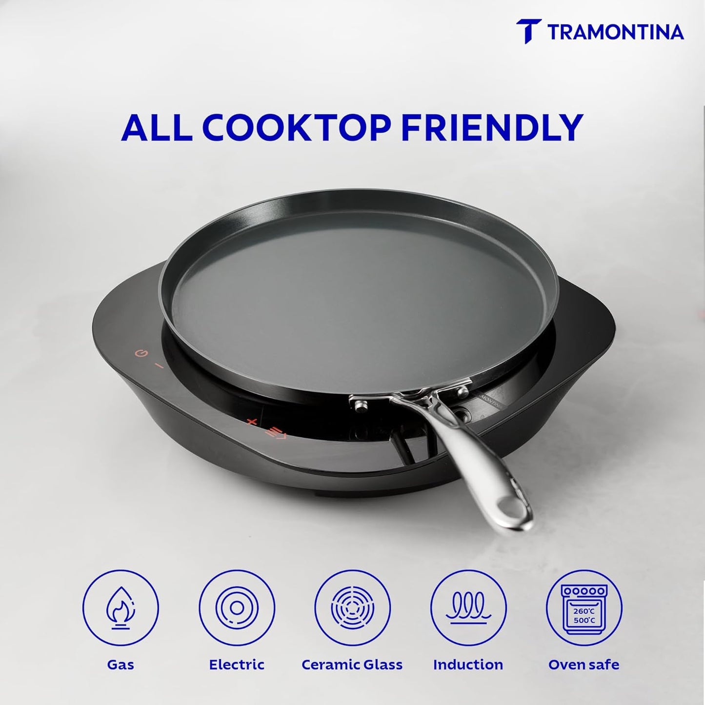 Tramontina Fusao Triply Ceramic Tawa | 28 cm | Long Lasting Performance | All Cooktop Compatible |