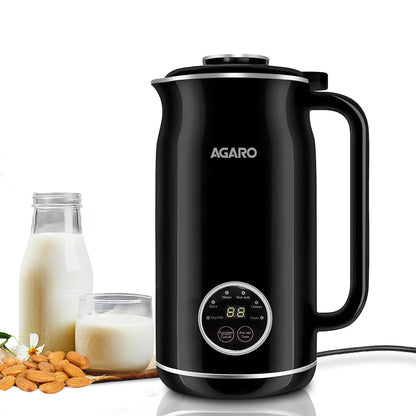 AGARO Regency Automatic Nut Milk Maker | Stainless Steel Body | 600ml | Black |