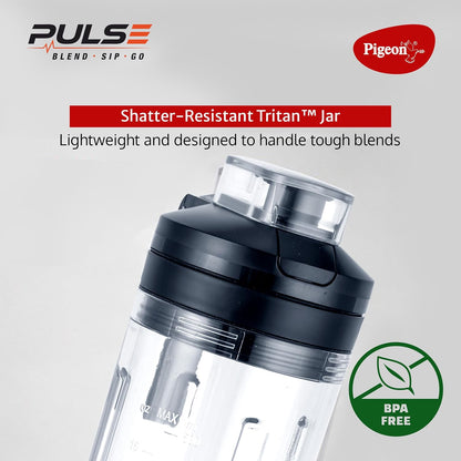 Pigeon Pulse Portable Cordless Blender | USB C Rechargeable | Ice and Frozen Fruit Crusher | Black |