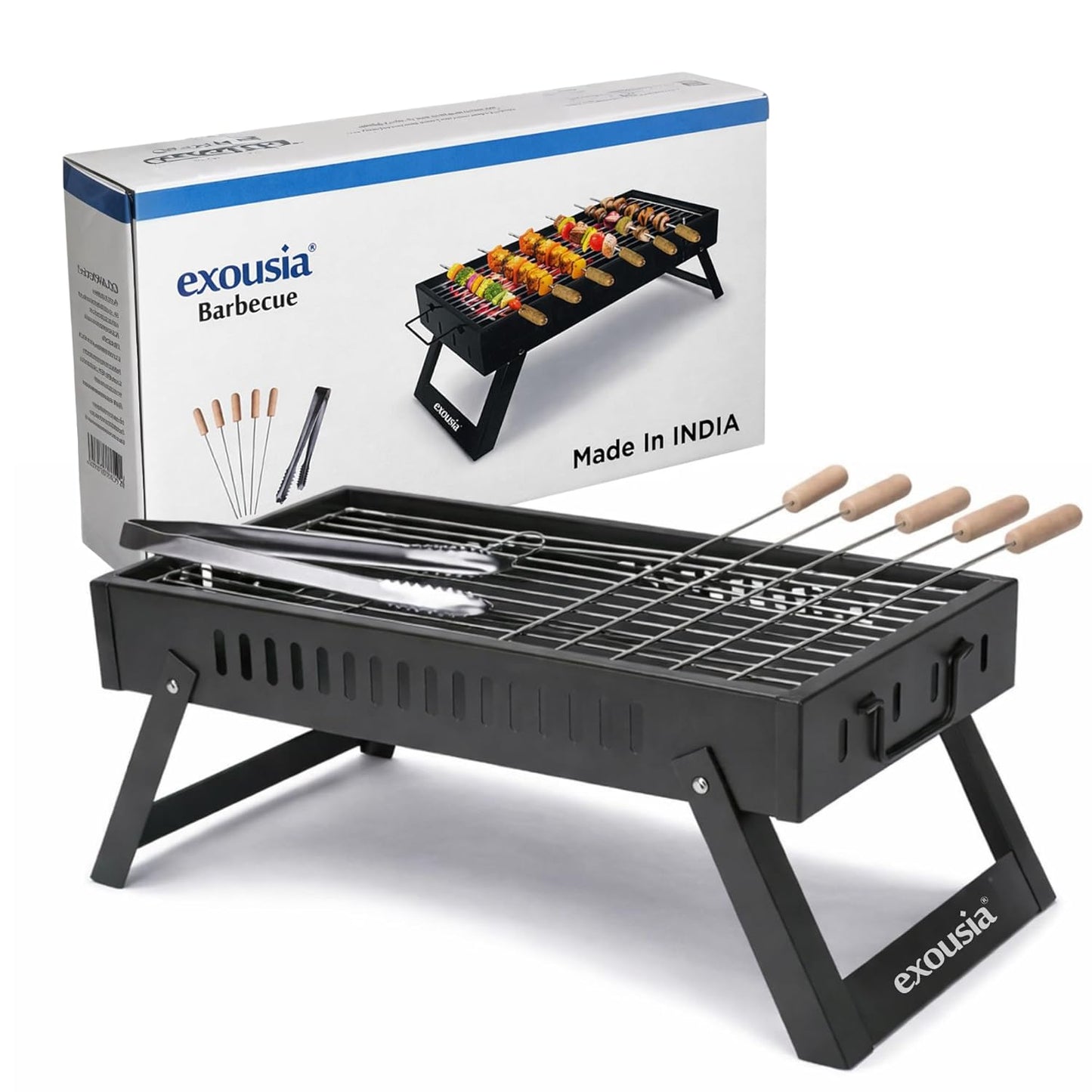 EXOUSIA Portable Grill - EG22 | Made in India | Compact & Smart Design | Advanced Laser-Cut Precision | Barbecue Grill