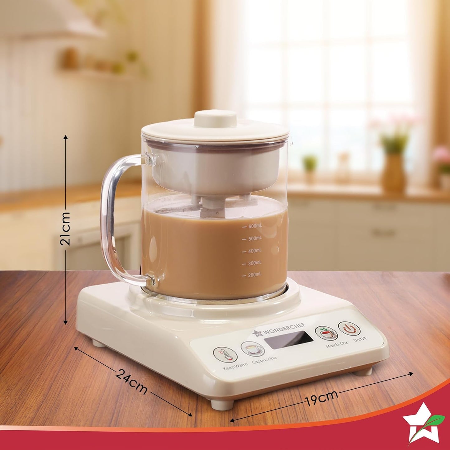 Wonderchef Chai Maker | Fully Automatic | Tea & Cappuccino Maker | 500 ML | 2 Year Warranty | - Infinia Home and Kitchen
