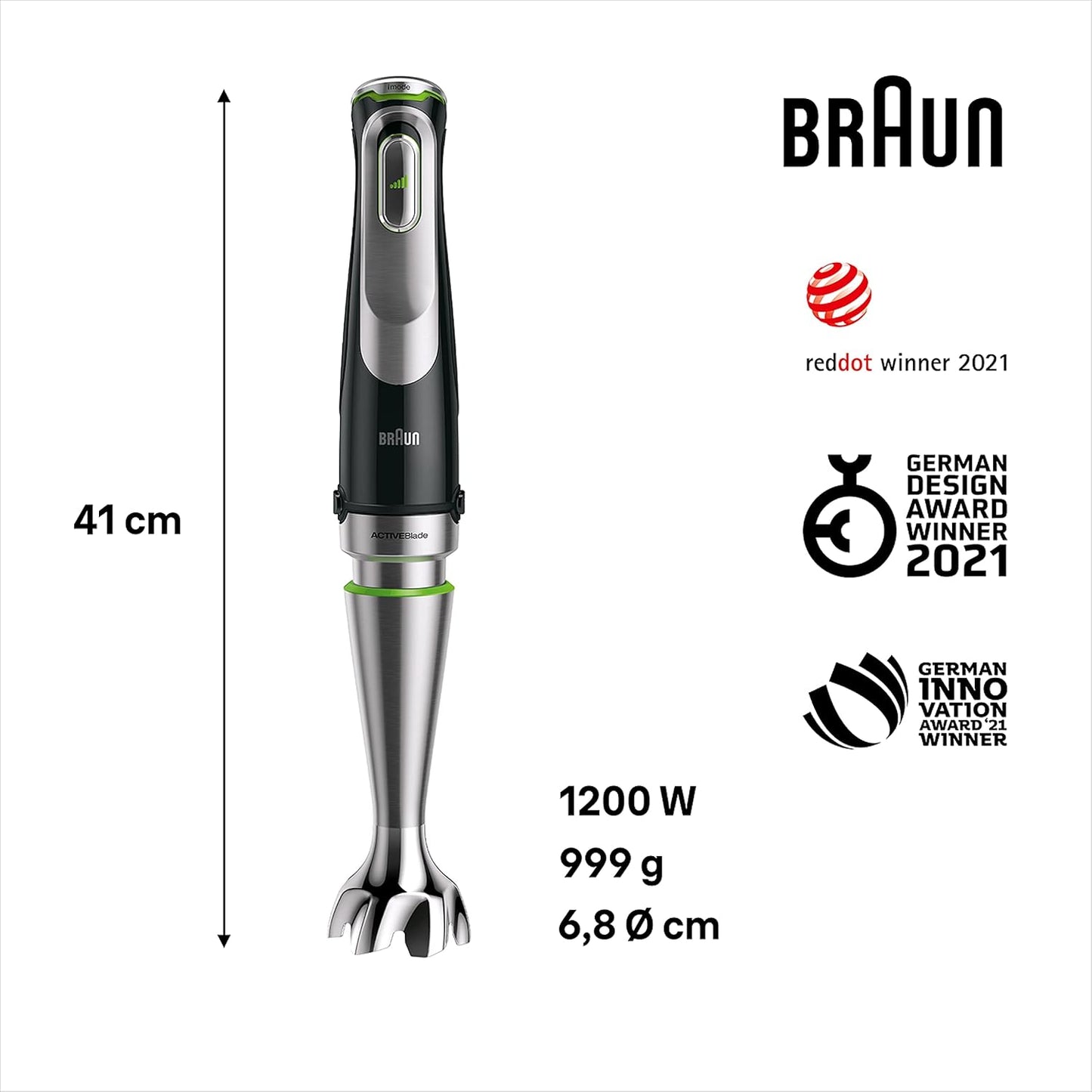 MultiQuick 9 Hand Blender | 1200W | Lightweight |Black