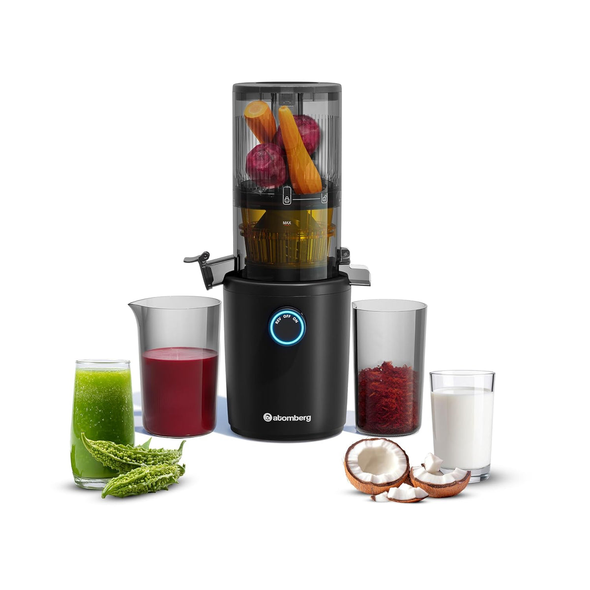 Atomberg Althea Cold Press Juicer | High Nutrition | XL Hopper | Auto Reverse | 40 RPM | Black |